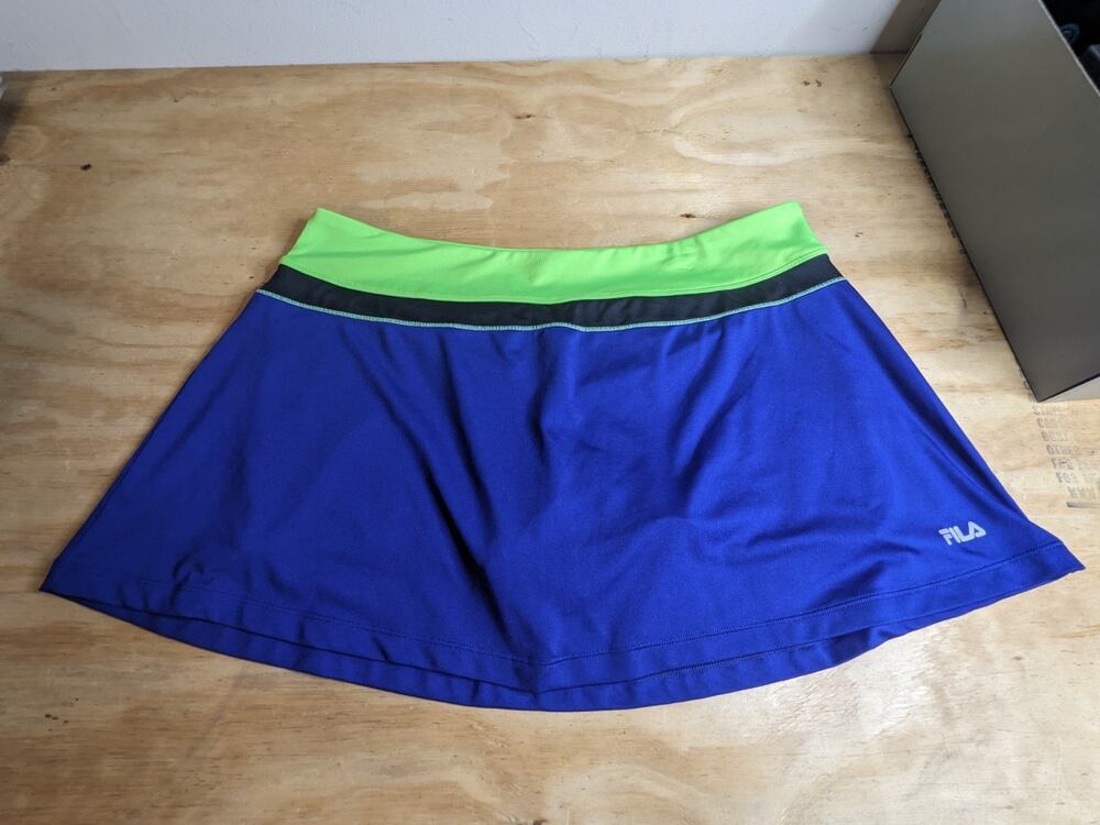 Fila Sport Performance Skort Womens 2XL Tennis Golf Green Blue Skirt Neon